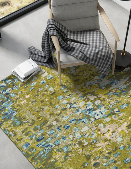 Green 4' 1 x 6' 1 Jardin Rectangle Area Rug 100% Polypropylene With Cotton Backing Colorful & Vivid Modern Carpet for Home Decor for Sale at Rug Engine