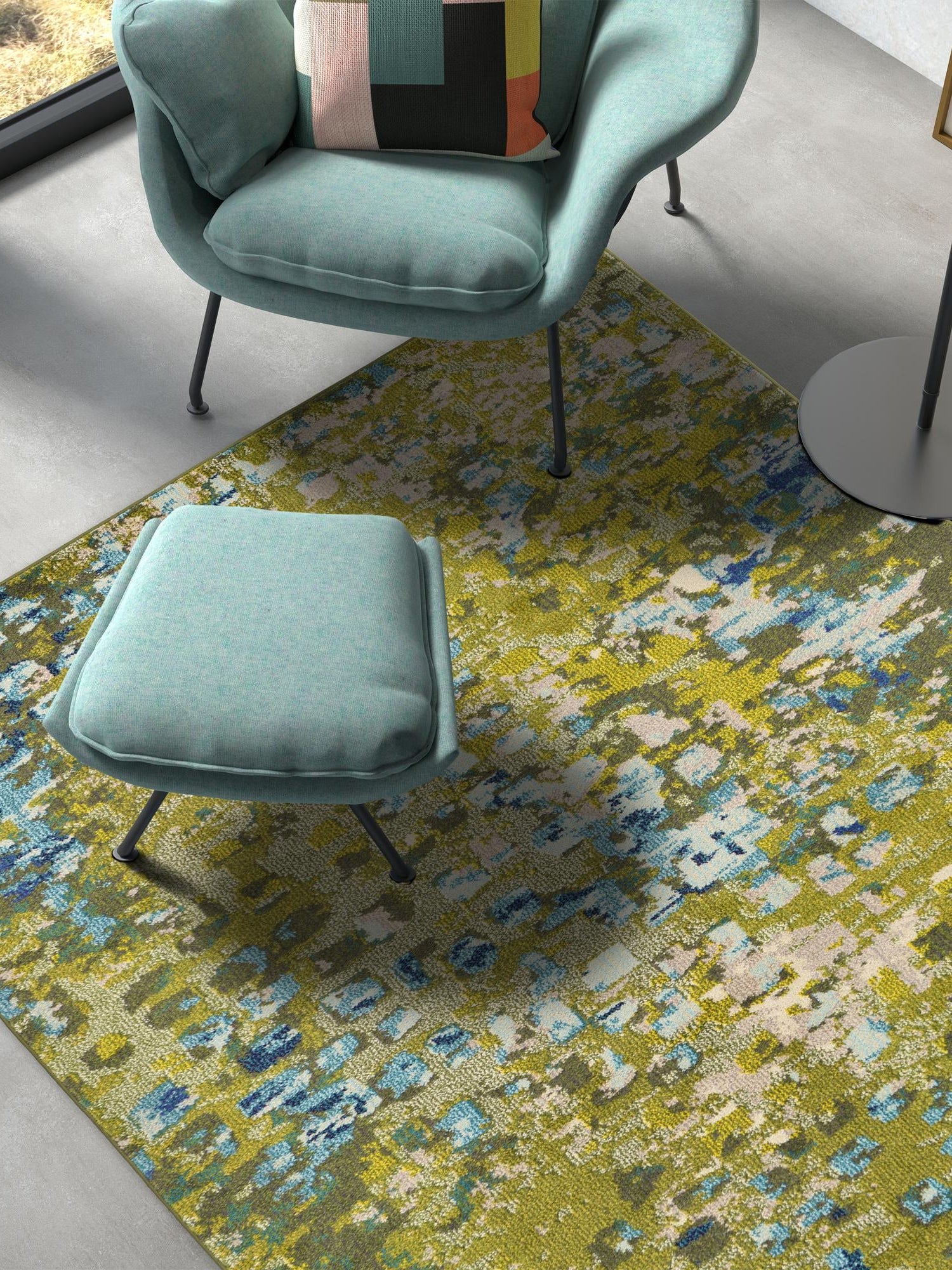 Green 4' 1 x 6' 1 Jardin Rectangle Area Rug 100% Polypropylene With Cotton Backing Colorful & Vivid Modern Carpet for Home Decor for Sale at Rug Engine