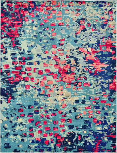 Blue 9' x 12' 2 Jardin Rectangle Area Rug 100% Polypropylene With Cotton Backing Colorful & Vivid Modern Carpet for Home Decor for Sale at Rug Engine