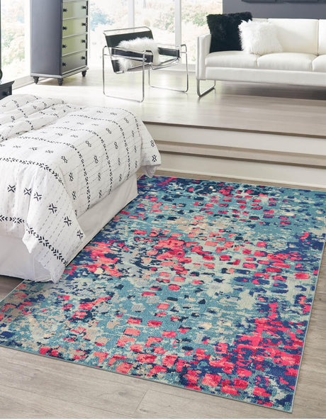 Blue 3' 3 x 5' 3 Jardin Rectangle Area Rug 100% Polypropylene With Cotton Backing Colorful & Vivid Modern Carpet for Home Decor for Sale at Rug Engine