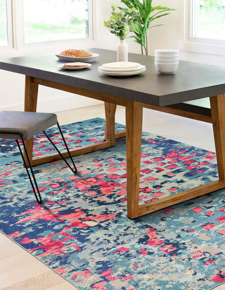 Blue 5' 1 x 8' Jardin Rectangle Area Rug 100% Polypropylene With Cotton Backing Colorful & Vivid Modern Carpet for Home Decor for Sale at Rug Engine