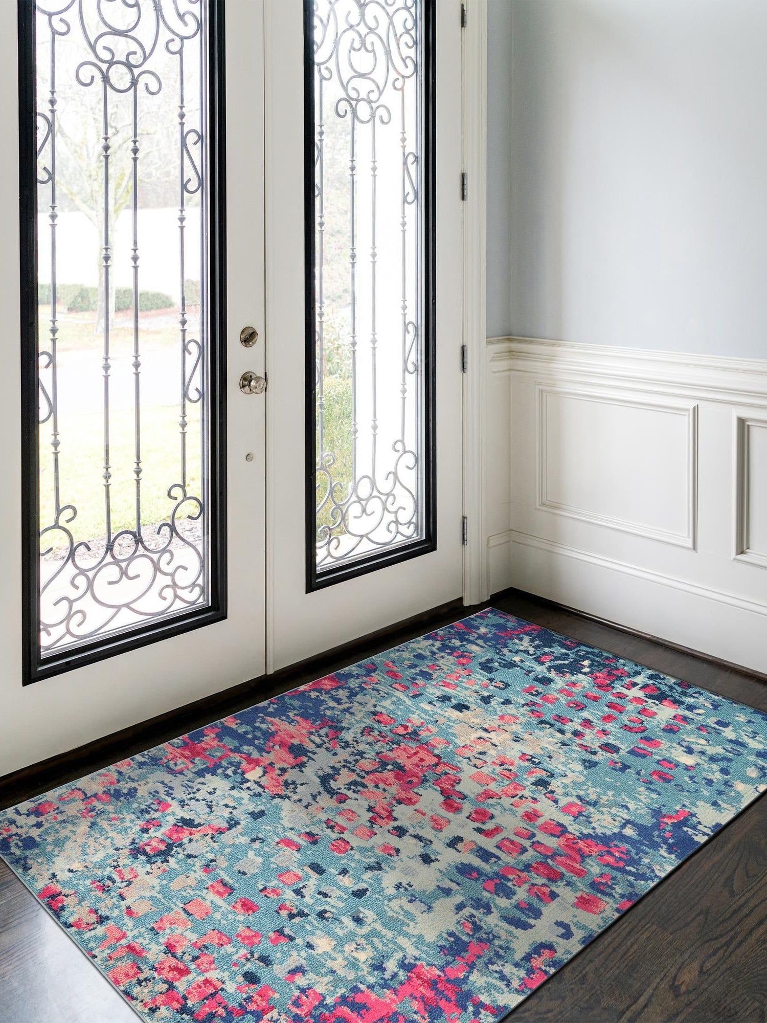 Blue 9' x 12' 2 Jardin Rectangle Area Rug 100% Polypropylene With Cotton Backing Colorful & Vivid Modern Carpet for Home Decor for Sale at Rug Engine