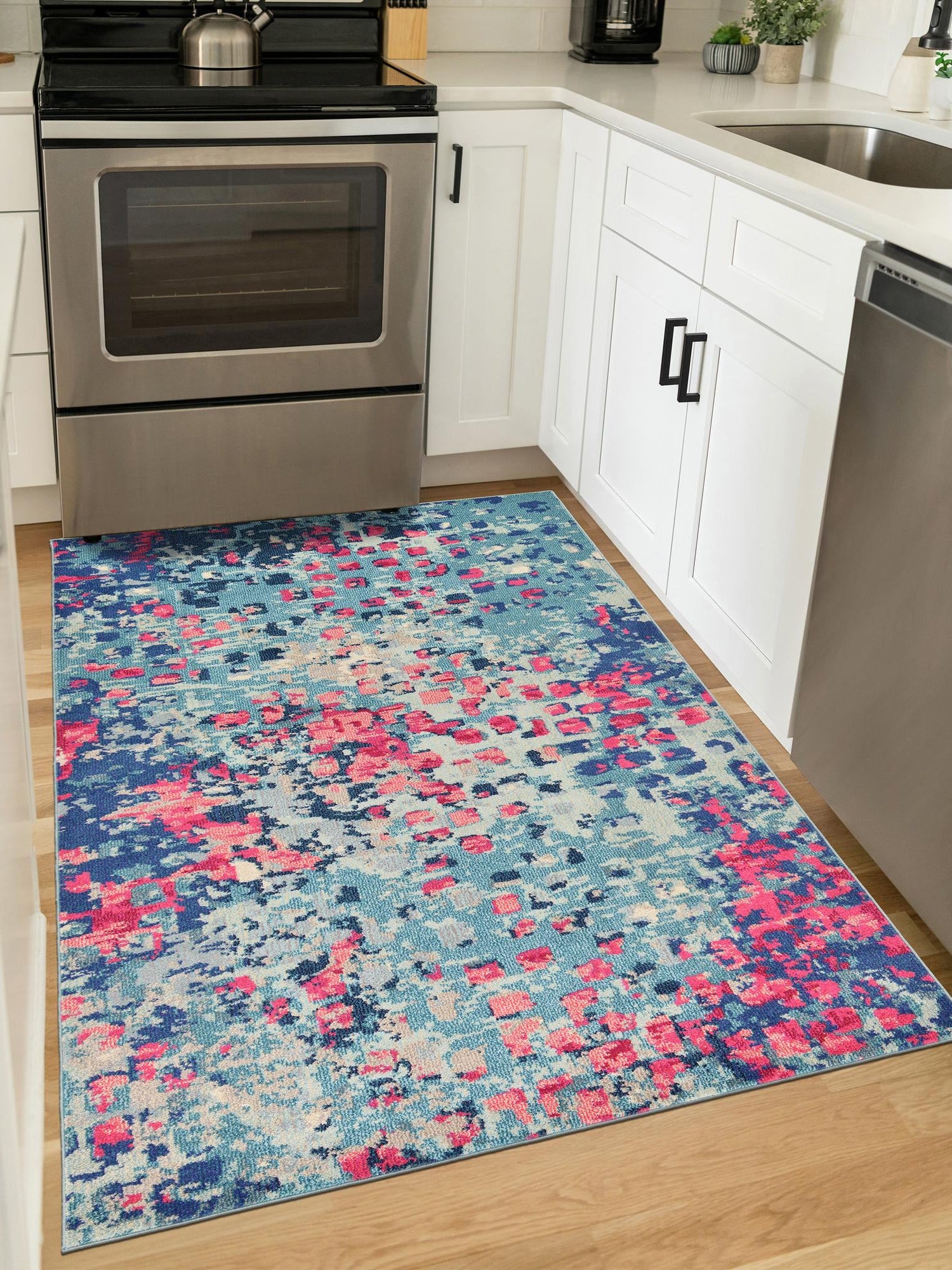 Blue 10' 6 x 16' 5 Jardin Rectangle Area Rug 100% Polypropylene With Cotton Backing Colorful & Vivid Modern Carpet for Home Decor for Sale at Rug Engine