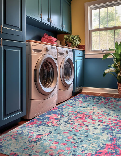 Blue 5' 1 x 8' Jardin Rectangle Area Rug 100% Polypropylene With Cotton Backing Colorful & Vivid Modern Carpet for Home Decor for Sale at Rug Engine