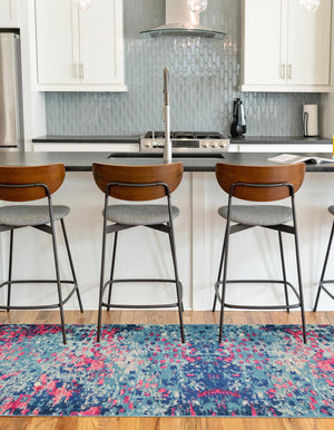 Blue 2' 7 x 10' Jardin Runner Area Rug 100% Polypropylene With Cotton Backing Colorful & Vivid Modern Carpet for Home Decor for Sale at Rug Engine