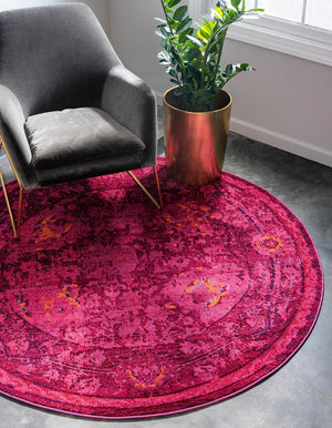 Magenta 8' x 8' Medici Round Area Rug 100% Polypropylene Traditional Vintage Classic Carpet for Home Interior Design Decor for Sale at Rug Engine