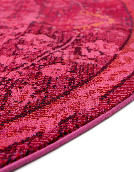 Magenta 6' 1 x 6' 1 Medici Round Area Rug 100% Polypropylene Traditional Vintage Classic Carpet for Home Interior Design Decor for Sale at Rug Engine