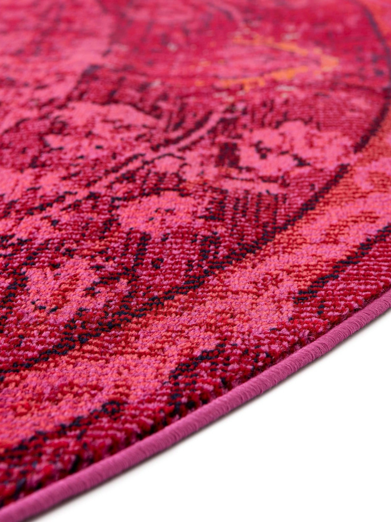 Magenta 8' x 8' Medici Round Area Rug 100% Polypropylene Traditional Vintage Classic Carpet for Home Interior Design Decor for Sale at Rug Engine