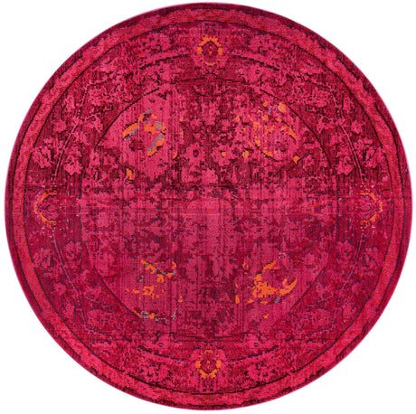 Magenta 6' 1 x 6' 1 Medici Round Area Rug 100% Polypropylene Traditional Vintage Classic Carpet for Home Interior Design Decor for Sale at Rug Engine