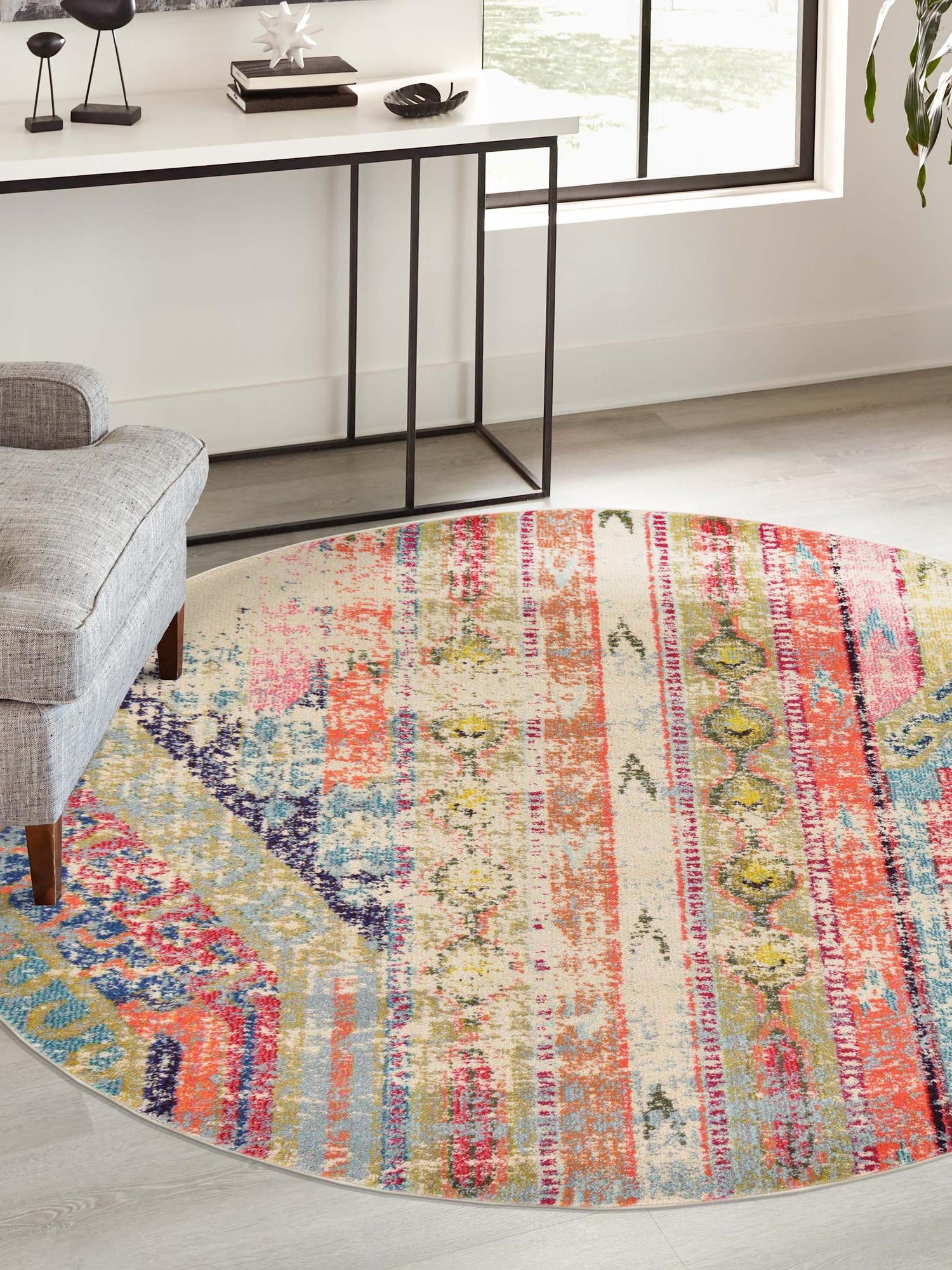 Multicolor 3' 3 x 3' 3 Sedona Round Area Rug