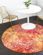 Red 8' x 8' Estrella Round Area Rug 100% Polypropylene Non-Shedding Stain Resistant Carpet Colorful Modern Abstract Design Easy Clean for Home Decor for Sale at Rug Engine