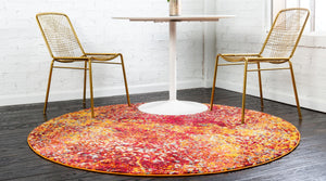 Red 6' 1 x 6' 1 Estrella Round Area Rug 100% Polypropylene Non-Shedding Stain Resistant Carpet Colorful Modern Abstract Design Easy Clean for Home Decor for Sale at Rug Engine