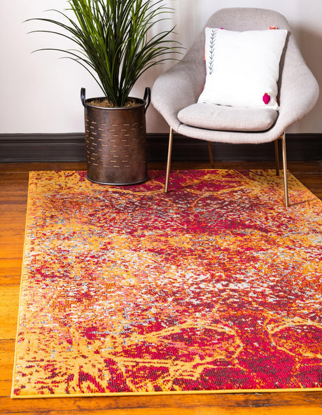 Red 7' 1 x 10' Estrella Rectangle Area Rug 100% Polypropylene Non-Shedding Stain Resistant Carpet Colorful Modern Abstract Design Easy Clean for Home Decor for Sale at Rug Engine