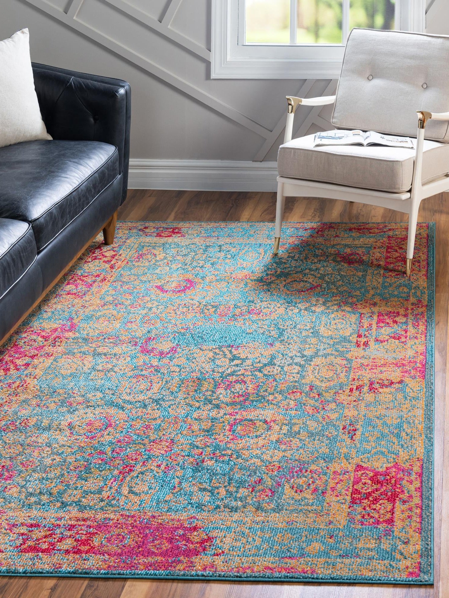 Blue 5' 1 x 8' Medici Rectangle Area Rug 100% Polypropylene Traditional Vintage Classic Carpet for Home Interior Design Decor for Sale at Rug Engine