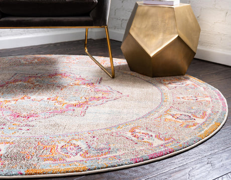 Light Blue 8' x 8' Medici Round Area Rug 100% Polypropylene Traditional Vintage Classic Carpet for Home Interior Design Decor for Sale at Rug Engine