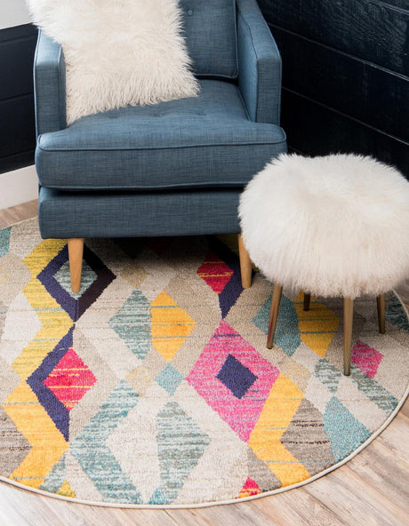 Multicolor 6' 1 x 6' 1 Sedona Round Area Rug