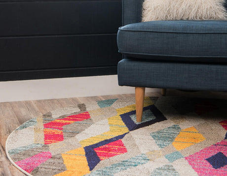 Multicolor 6' 1 x 6' 1 Sedona Round Area Rug Durable Long Lasting Carpet for Living Rooms, Kitchen, Bedrooms, Office Space, Dorms for Sale at Rug Engine