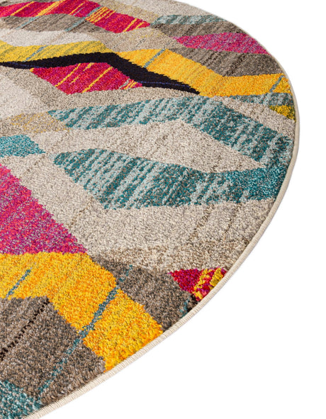Multicolor 8' x 8' Sedona Round Area Rug Durable Long Lasting Carpet for Living Rooms, Kitchen, Bedrooms, Office Space, Dorms for Sale at Rug Engine