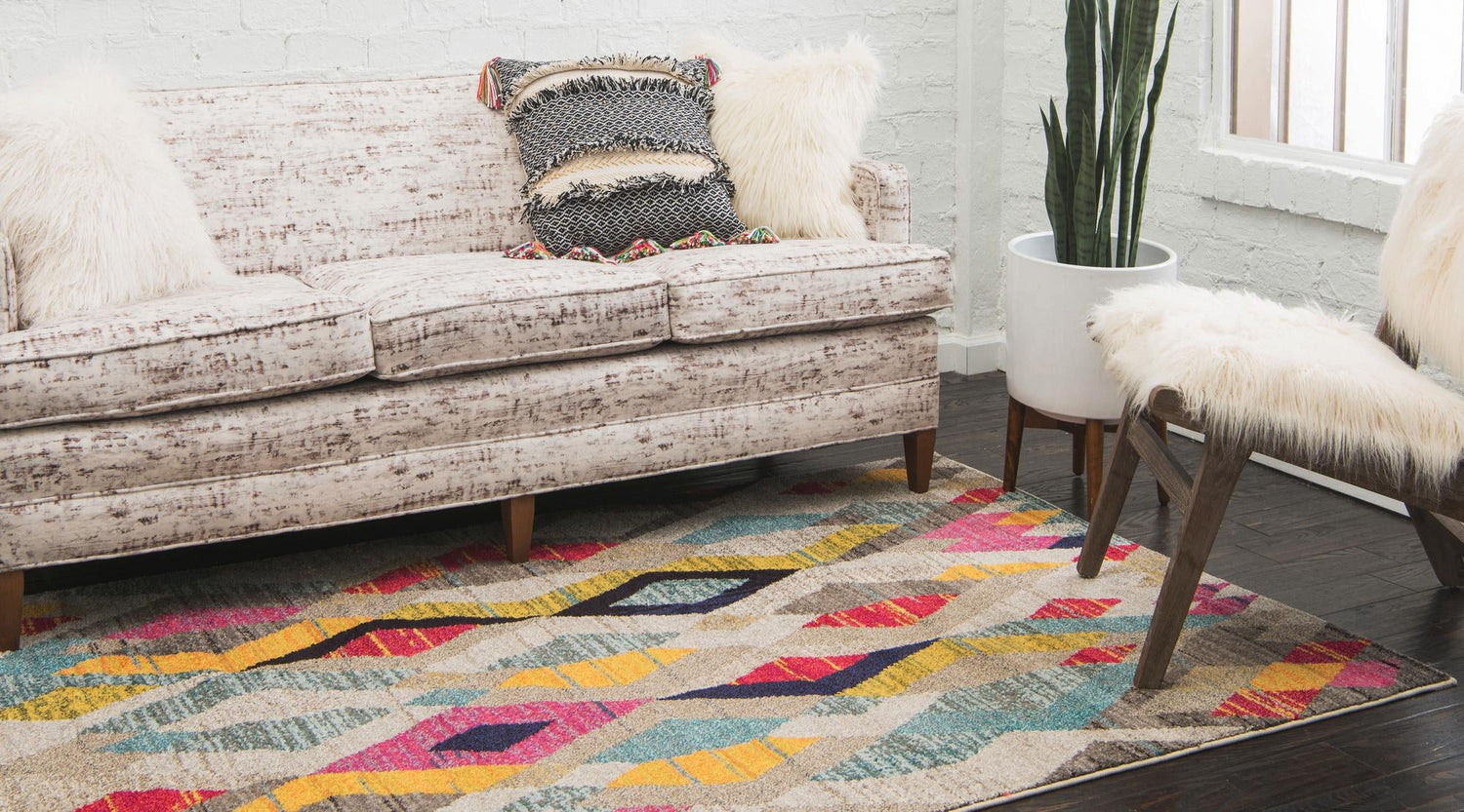 Multicolor 8' x 11' Sedona Rectangle Area Rug Durable Long Lasting Carpet for Living Rooms, Kitchen, Bedrooms, Office Space, Dorms for Sale at Rug Engine