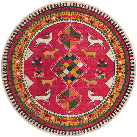 Pink 8' x 8' Sedona Round Area Rug