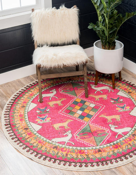 Pink 8' x 8' Sedona Round Area Rug