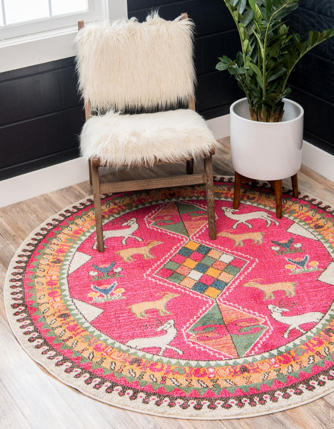 Pink 3' 3 x 3' 3 Sedona Round Area Rug