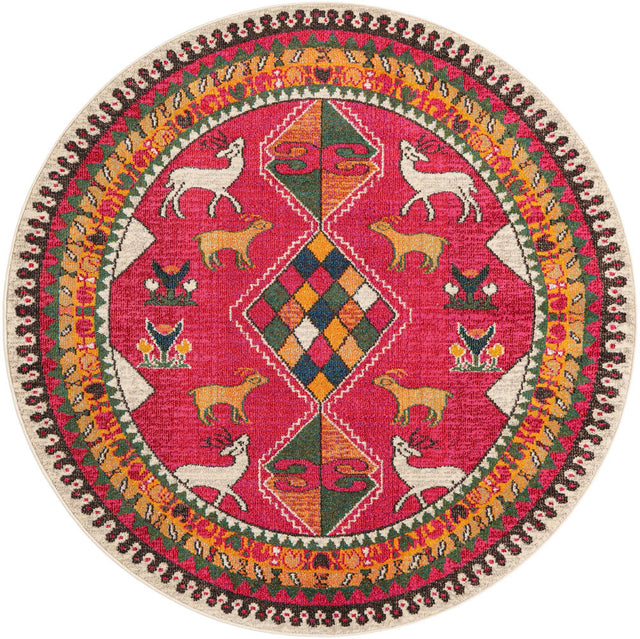 Pink 6' 1 x 6' 1 Sedona Round Area Rug