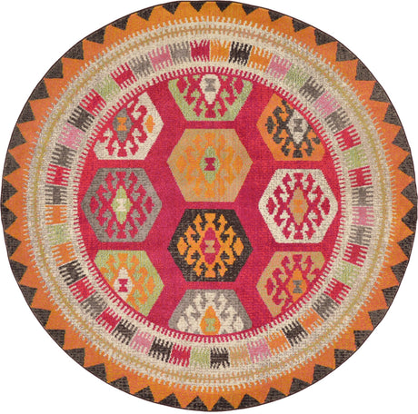 Red 8' x 8' Sedona Round Area Rug