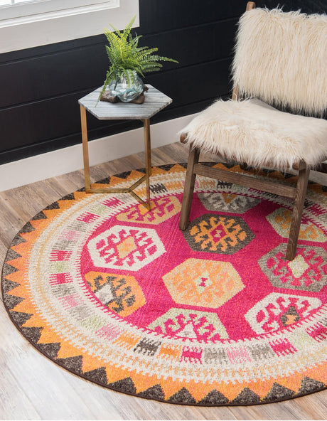 Red 8' x 8' Sedona Round Area Rug