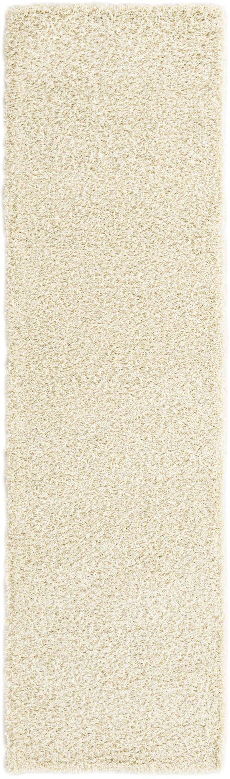 Pure Ivory 2' 7 x 10' Solid Shag Runner Area Rug Thick Soft Touch Fluffy & Plush Shaggy Pile