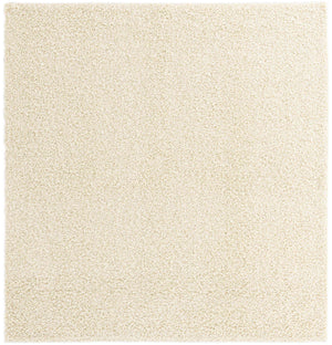 Pure Ivory 7' 10 x 7' 10 Solid Shag Square Area Rug Thick Soft Touch Fluffy & Plush Shaggy Pile