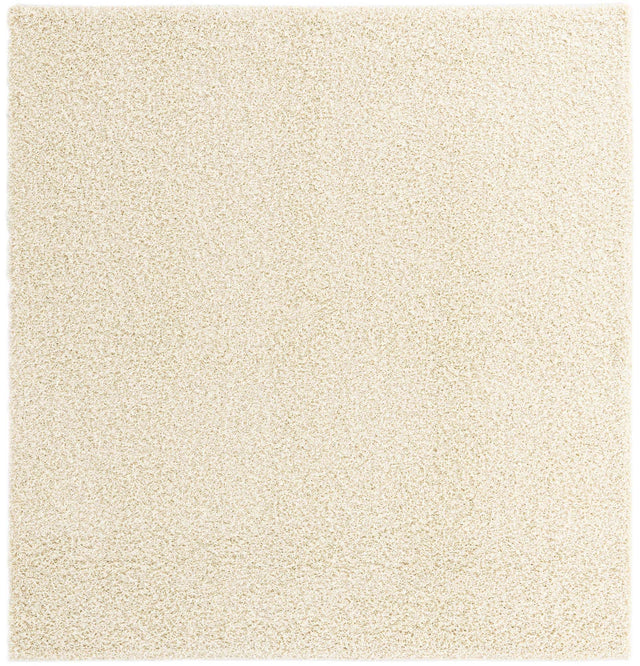 Pure Ivory 7' 10 x 7' 10 Solid Shag Square Area Rug Thick Soft Touch Fluffy & Plush Shaggy Pile