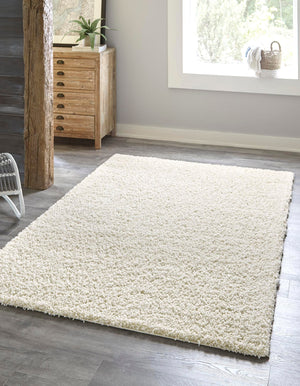 Pure Ivory 5' 1 x 8' Solid Shag Rectangle Rug