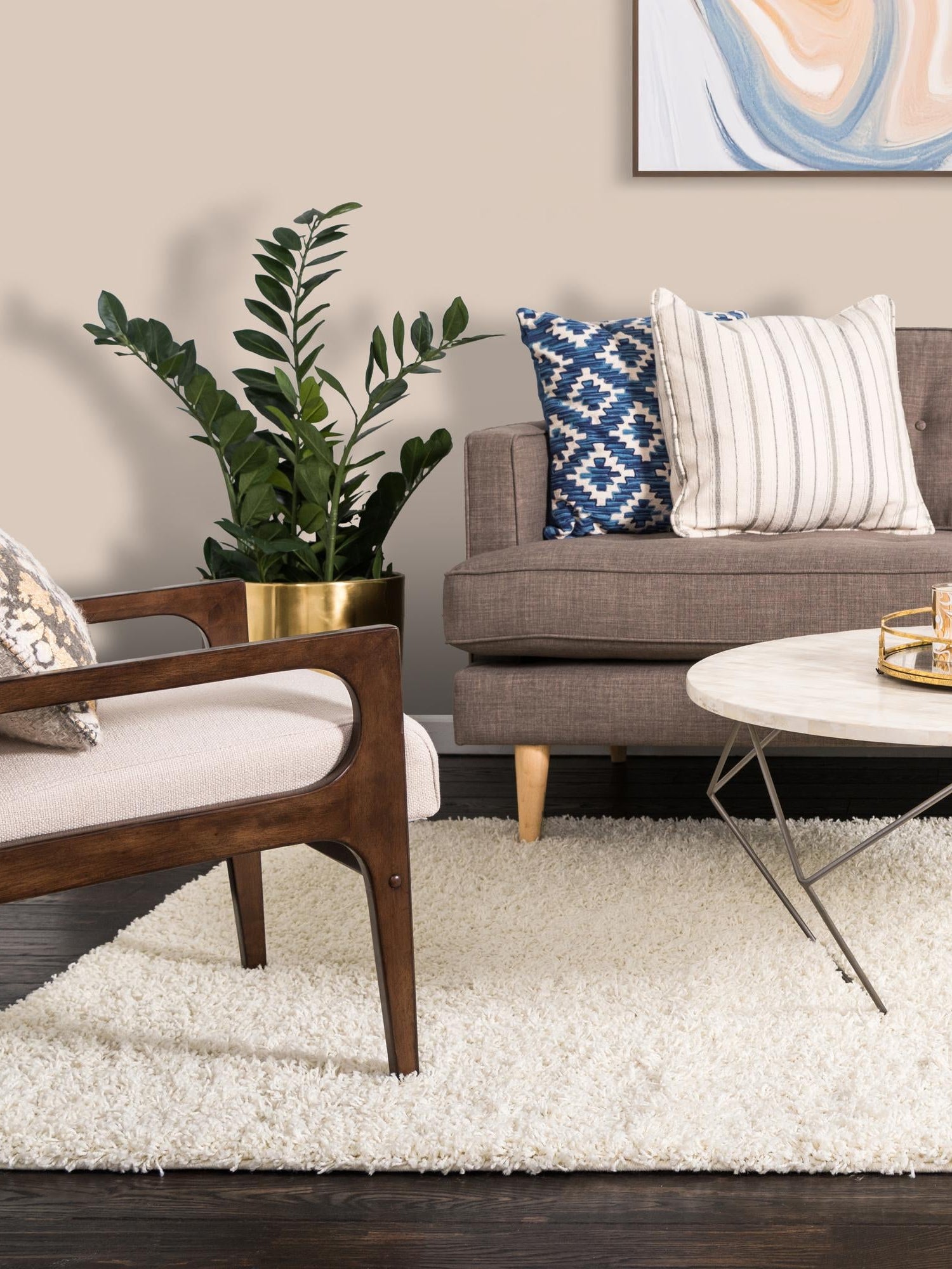 Pure Ivory 7' 10 x 11' Solid Shag Rectangle Area Rug Thick Soft Touch Fluffy & Plush Shaggy Pile