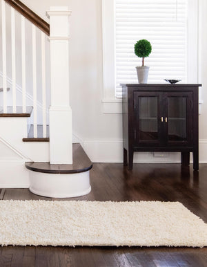 Pure Ivory 2' 1 x 6' 5 Solid Shag Runner Area Rug Thick Soft Touch Fluffy & Plush Shaggy Pile
