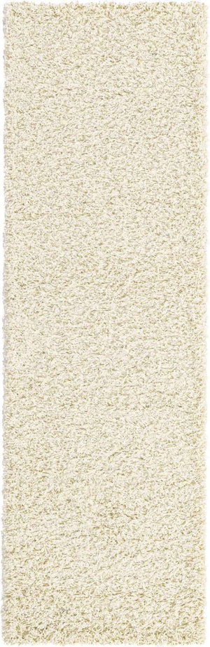 Pure Ivory 2' 1 x 6' 5 Solid Shag Runner Area Rug Thick Soft Touch Fluffy & Plush Shaggy Pile