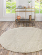 Pure Ivory 3' 1 x 3' 1 Solid Shag Round Area Rug Thick Soft Touch Fluffy & Plush Shaggy Pile Durable Minimalist Carpet for Classic Interior Design for Sale at Rug Engine