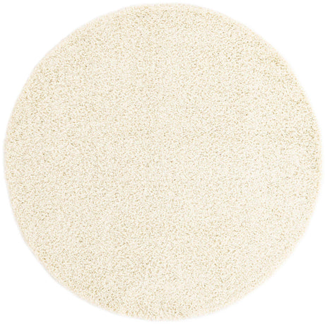Pure Ivory 6' 1 x 6' 1 Solid Shag Round Area Rug Thick Soft Touch Fluffy & Plush Shaggy Pile