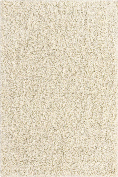 Pure Ivory 4' 1 x 6' 1 Solid Shag Rectangle Area Rug Thick Soft Touch Fluffy & Plush Shaggy Pile