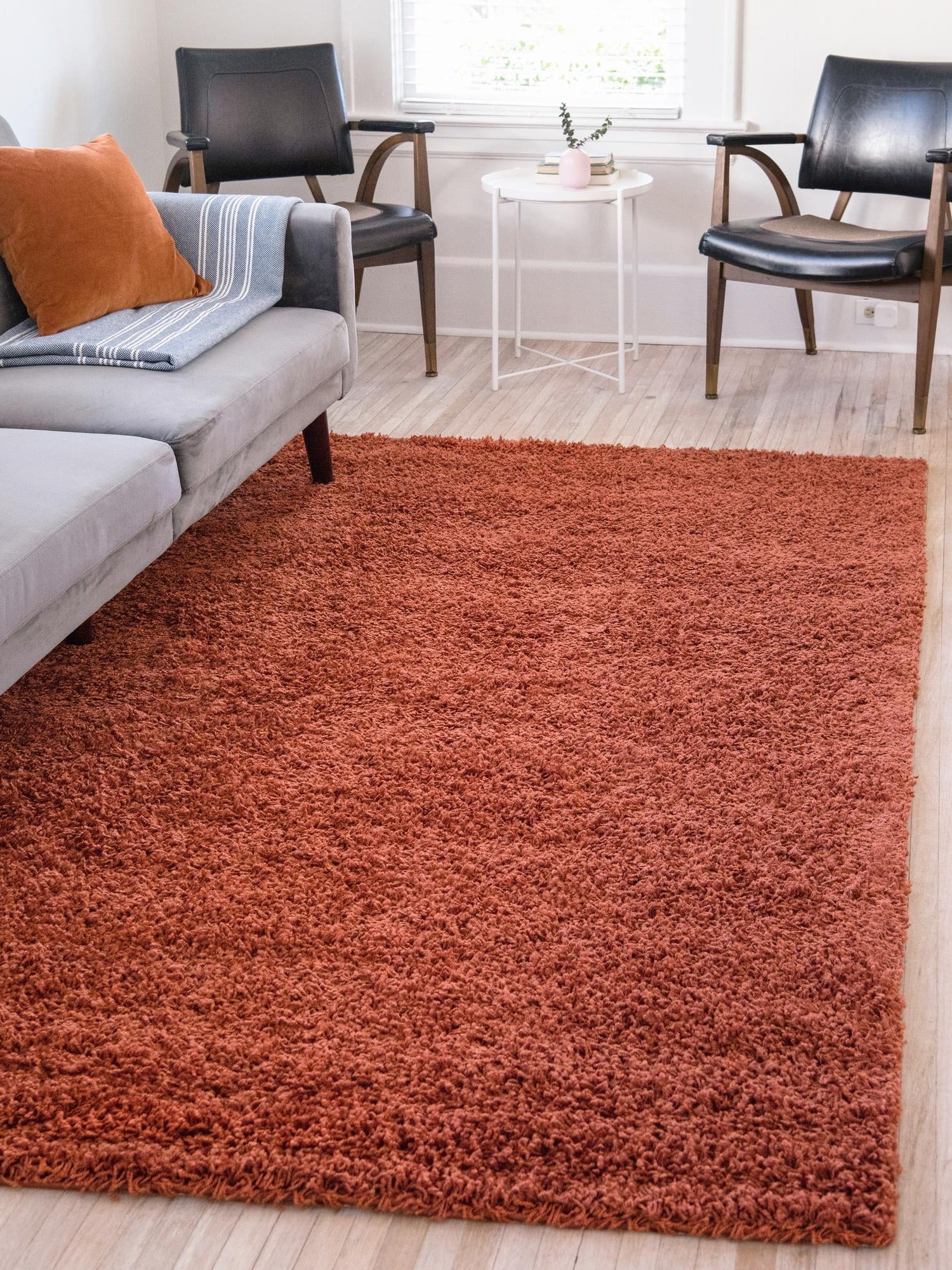 Terracotta 2' x 3' 1 Solid Shag Rectangle Area Rug Thick Soft Touch Fluffy & Plush Shaggy Pile Discounted Clearance Final Sale