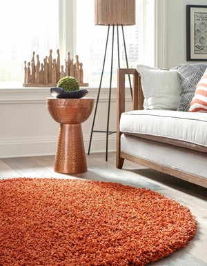 Terracotta 6' 1 x 6' 1 Solid Shag Round Rug