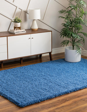 Periwinkle Blue 9' x 12' Solid Shag Rectangle Area Rug Thick Soft Touch Fluffy & Plush Shaggy Pile