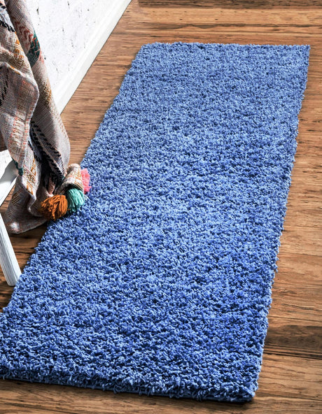 Periwinkle Blue 2' 7 x 19' 8 Solid Shag Runner Area Rug Thick Soft Touch Fluffy & Plush Shaggy Pile