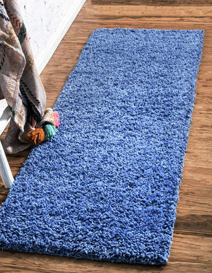Periwinkle Blue 2' 7 x 10' Solid Shag Runner Area Rug Thick Soft Touch Fluffy & Plush Shaggy Pile