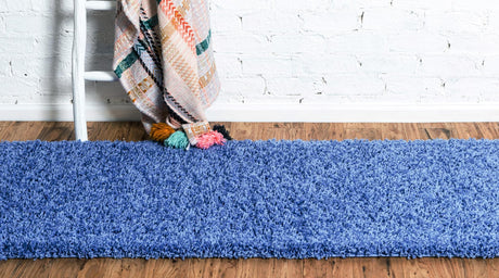 Periwinkle Blue 2' 7 x 13' 1 Solid Shag Runner Area Rug Thick Soft Touch Fluffy & Plush Shaggy Pile Durable Minimalist Carpet for Classic Interior Design for Sale at Rug Engine