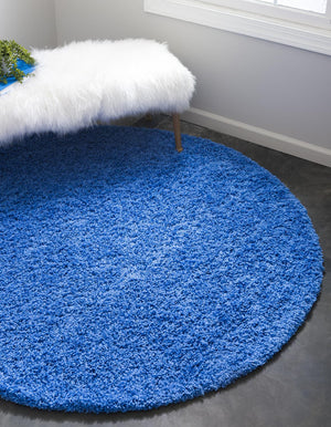 Periwinkle Blue 7' 10 x 7' 10 Solid Shag Round Area Rug Thick Soft Touch Fluffy & Plush Shaggy Pile