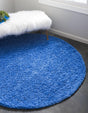 Periwinkle Blue 5' 3 x 5' 3 Solid Shag Round Area Rug Thick Soft Touch Fluffy & Plush Shaggy Pile