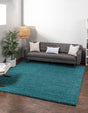 Deep Aqua Blue 7' 10 x 7' 10 Solid Shag Square Area Rug Thick Soft Touch Fluffy & Plush Shaggy Pile Durable Minimalist Carpet for Classic Interior Design for Sale at Rug Engine