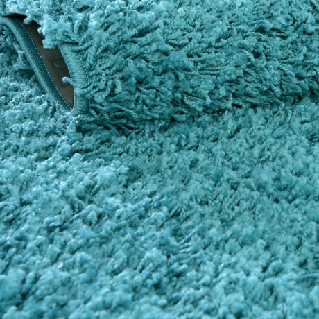 Deep Aqua Blue 7' 10 x 7' 10 Solid Shag Square Area Rug Thick Soft Touch Fluffy & Plush Shaggy Pile Durable Minimalist Carpet for Classic Interior Design for Sale at Rug Engine