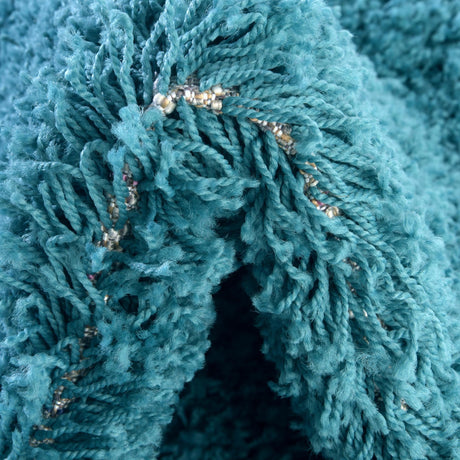 Deep Aqua Blue 7' 10 x 7' 10 Solid Shag Square Area Rug Thick Soft Touch Fluffy & Plush Shaggy Pile Durable Minimalist Carpet for Classic Interior Design for Sale at Rug Engine